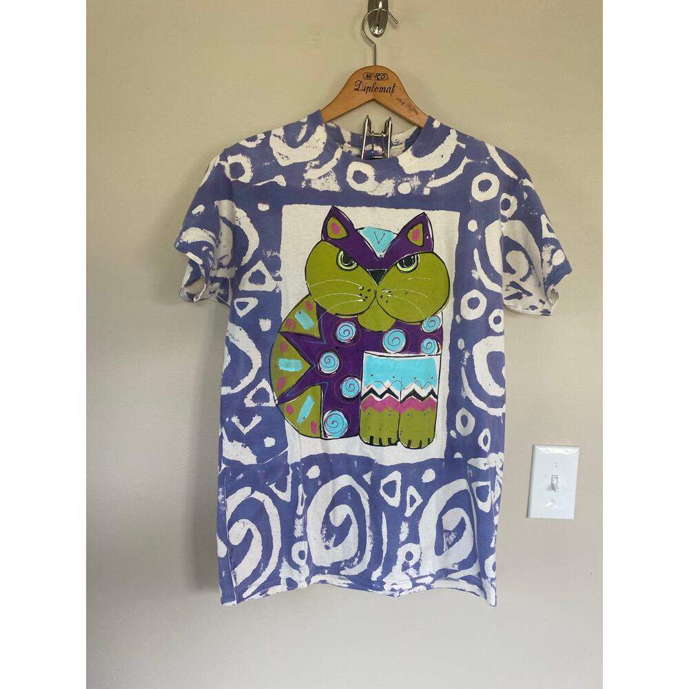 Super cute angry cat kitty puffy paint tie dye shirt M - Picture 3 of 5